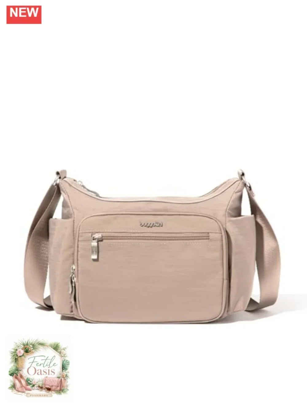 Nylon Crossbody Bag with RFID Protection - Hobo Style